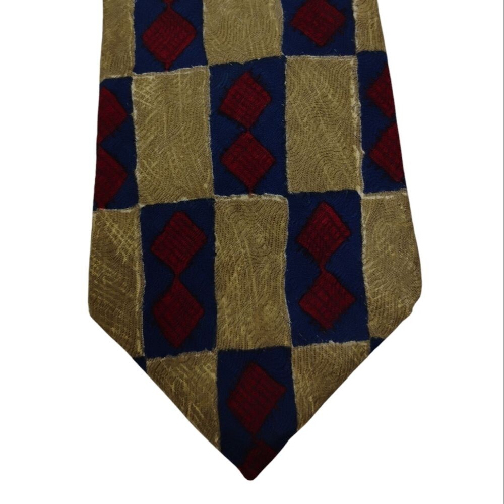 Vintage Colours by Alexander Julian Necktie Burgundy Brown  Multipattern Silk
